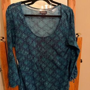 Coldwater Creek Teal Patterned Blouse